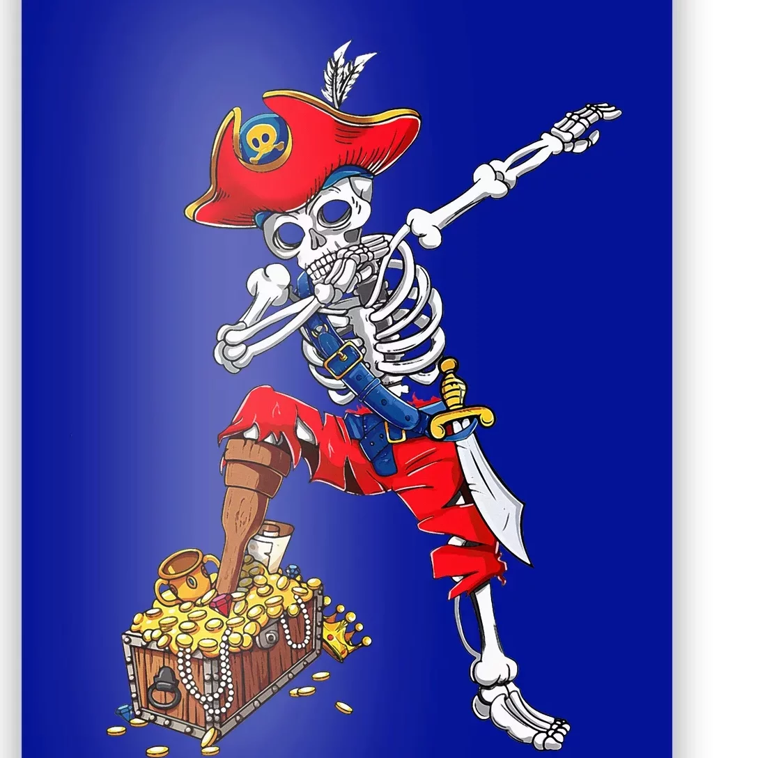 Dabbing Pirate Skeleton Dab Halloween Costume Gift Poster