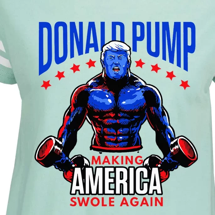 Donald Pump Swole America Trump Weight Lifting Gym Fitness Enza Ladies Jersey Football T-Shirt