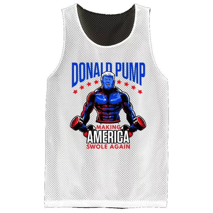 Donald Pump Swole America Trump Weight Lifting Gym Fitness Mesh Reversible Basketball Jersey Tank