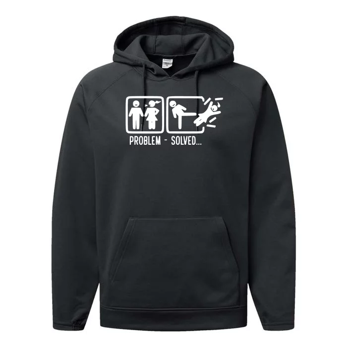 Divorce Problem Solved Funny Break Up Performance Fleece Hoodie