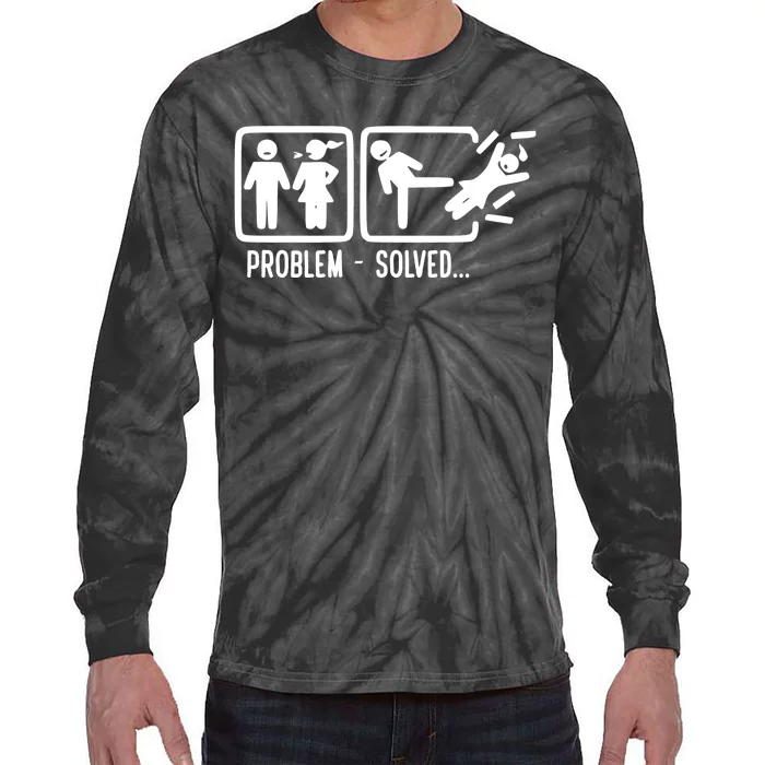 Divorce Problem Solved Funny Break Up Tie-Dye Long Sleeve Shirt