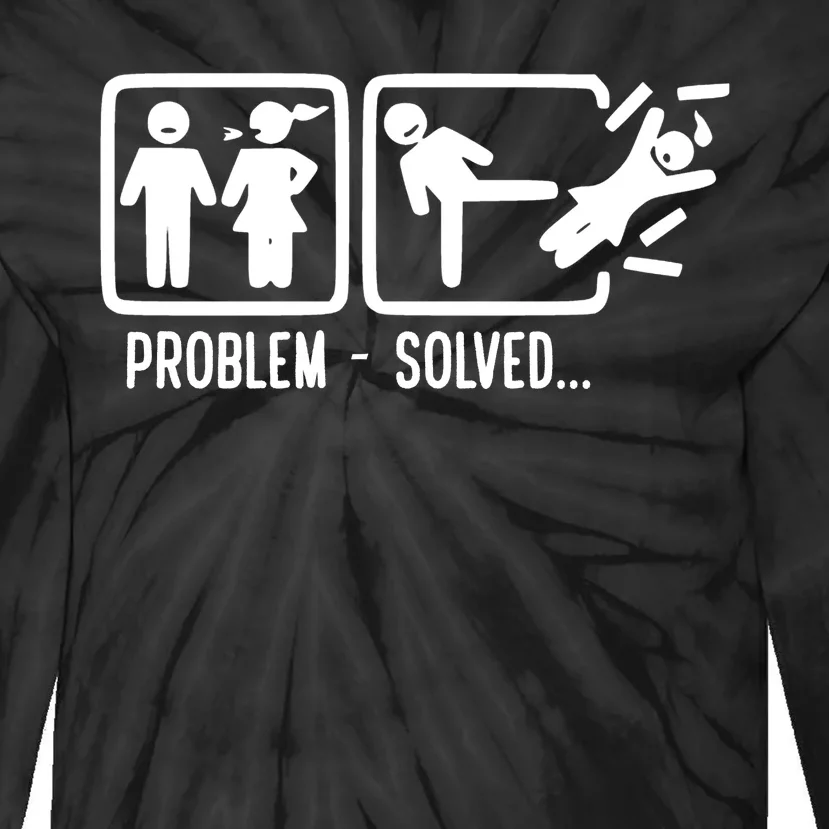 Divorce Problem Solved Funny Break Up Tie-Dye Long Sleeve Shirt