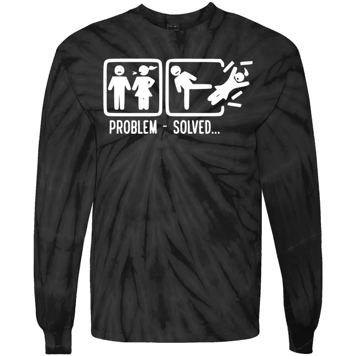 Divorce Problem Solved Funny Break Up Tie-Dye Long Sleeve Shirt