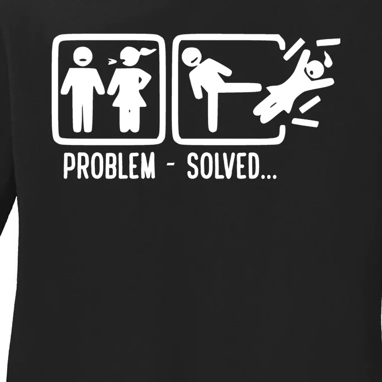 Divorce Problem Solved Funny Break Up Ladies Long Sleeve Shirt