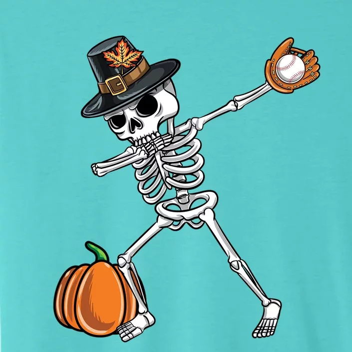 Dabbing Pilgrim Skeleton Baseball Thanksgiving Gift ChromaSoft Performance T-Shirt