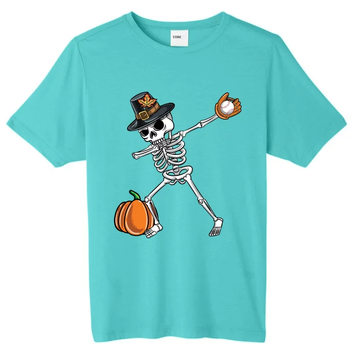 Dabbing Pilgrim Skeleton Baseball Thanksgiving Gift ChromaSoft Performance T-Shirt