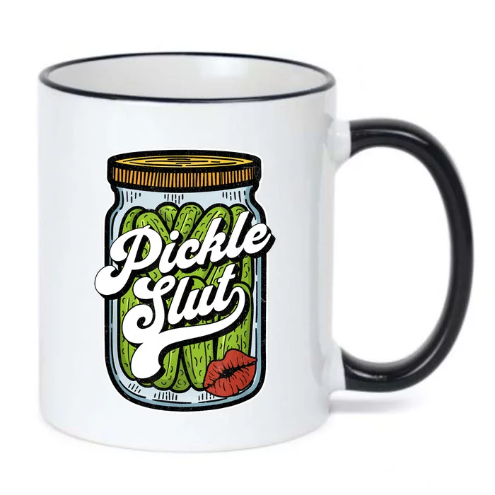 Dill Pickle Slut Funny Rude Humor Pickle Lover Jar Retro Front & Back Black Color Changing Mug