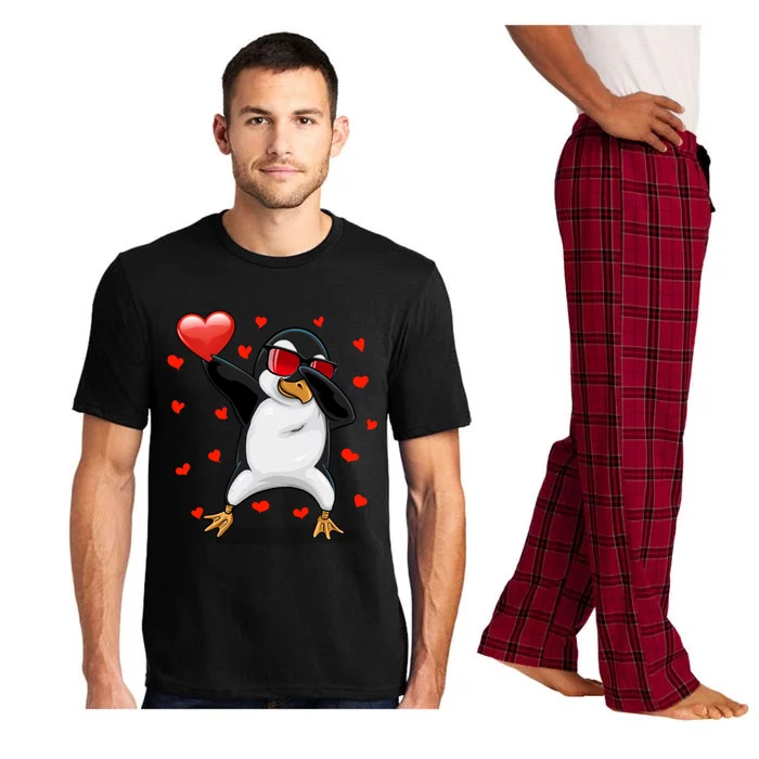 Dabbing Penguin Sunglasses Heart Valentines Day Zoo Lover Gift Pajama Set