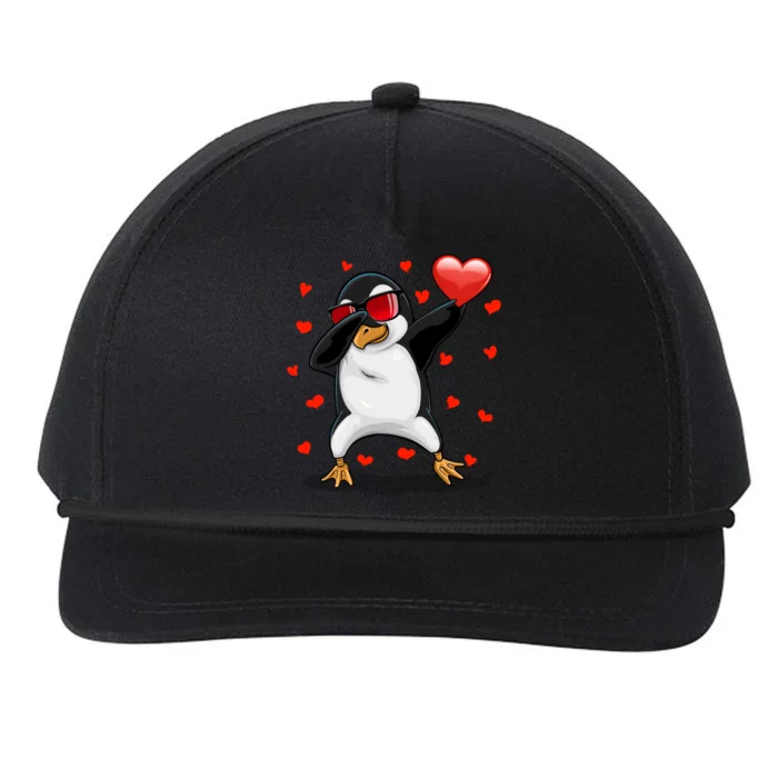 Dabbing Penguin Sunglasses Valentine's Day Heart Cute Gift Snapback Five-Panel Rope Hat