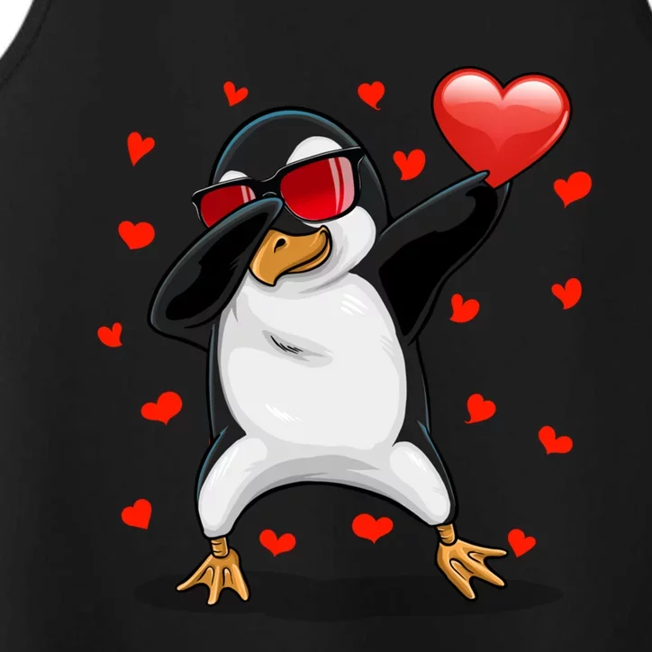 Dabbing Penguin Sunglasses Valentine's Day Heart Cute Gift Performance Tank