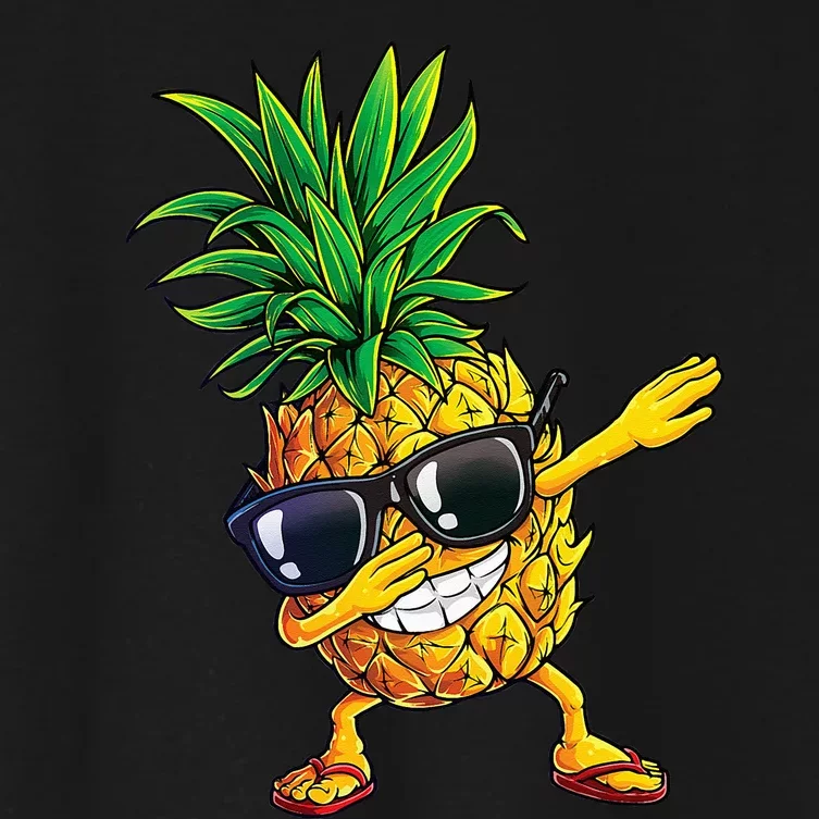 Dabbing Pineapple Sunglasses Aloha Beaches Hawaii Hawaiian Women's Crop Top Tee