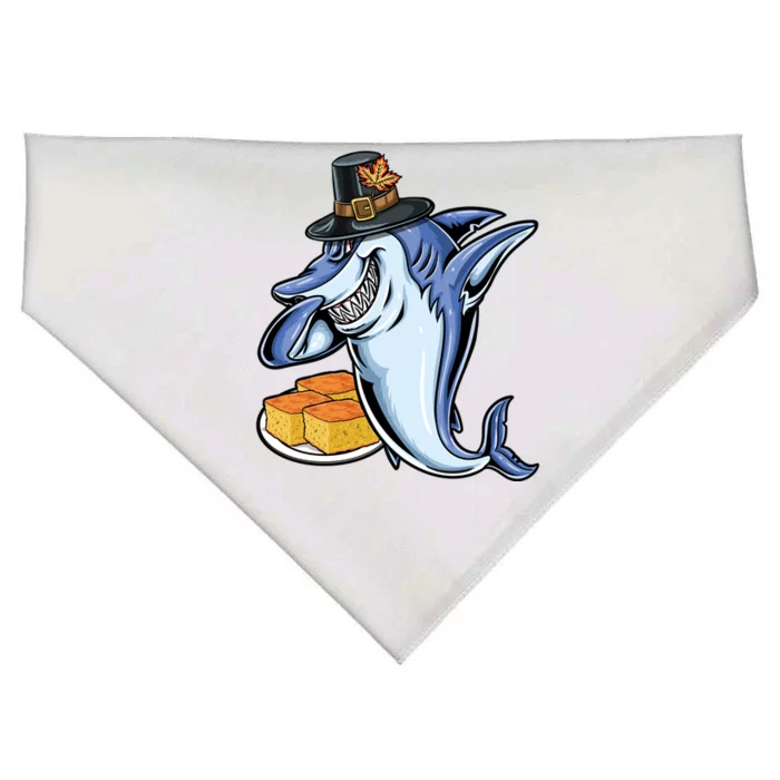 Dabbing Pilgrim Shark Cornbread Thanksgiving Gift USA-Made Doggie Bandana