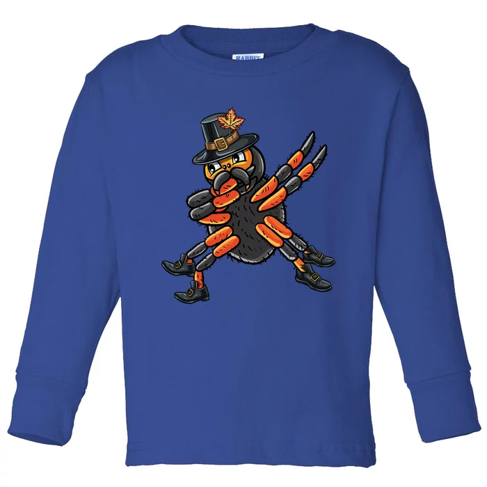 Dabbing Pilgrim Spider Thanksgiving Spider Gift Toddler Long Sleeve Shirt