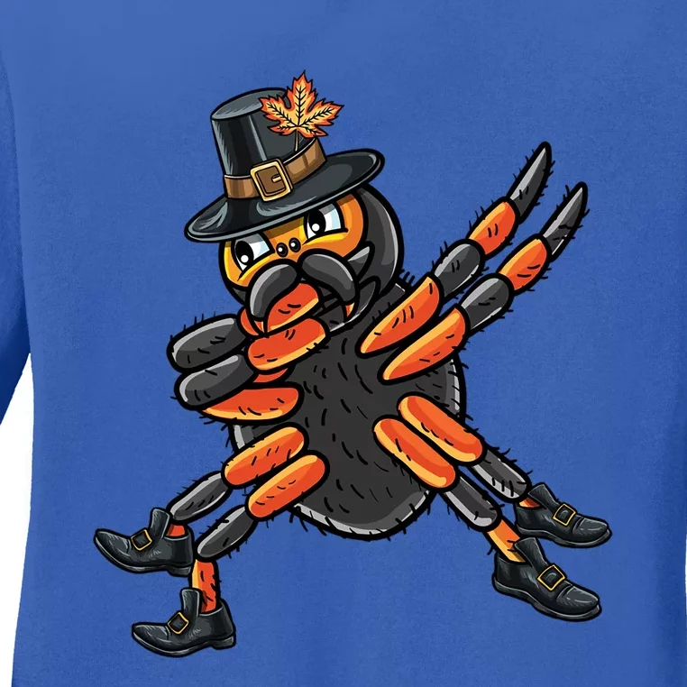 Dabbing Pilgrim Spider Thanksgiving Spider Gift Ladies Long Sleeve Shirt