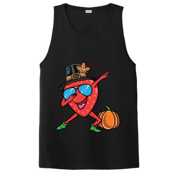 Dabbing Pilgrim Strawberry Thanksgiving Funny Gift Performance Tank