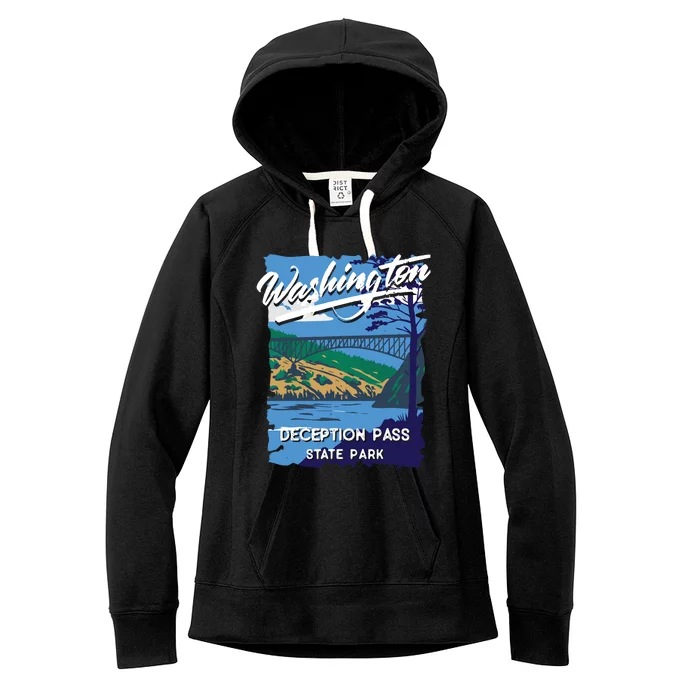 Deception Pass State Park Washington Evergreen State Camping Women's Fleece Hoodie