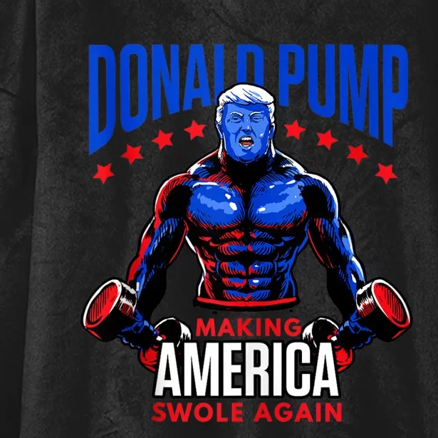 Donald Pump Swole America Trump Weight Lifting Gym Fitness Hooded Wearable Blanket