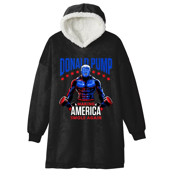 Donald Pump Swole America Trump Weight Lifting Gym Fitness Hooded Wearable Blanket