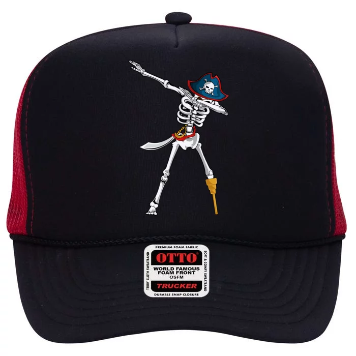 Dabbing Pirate Skeleton Funny Halloween Dab Meaningful Gift High Crown Mesh Trucker Hat