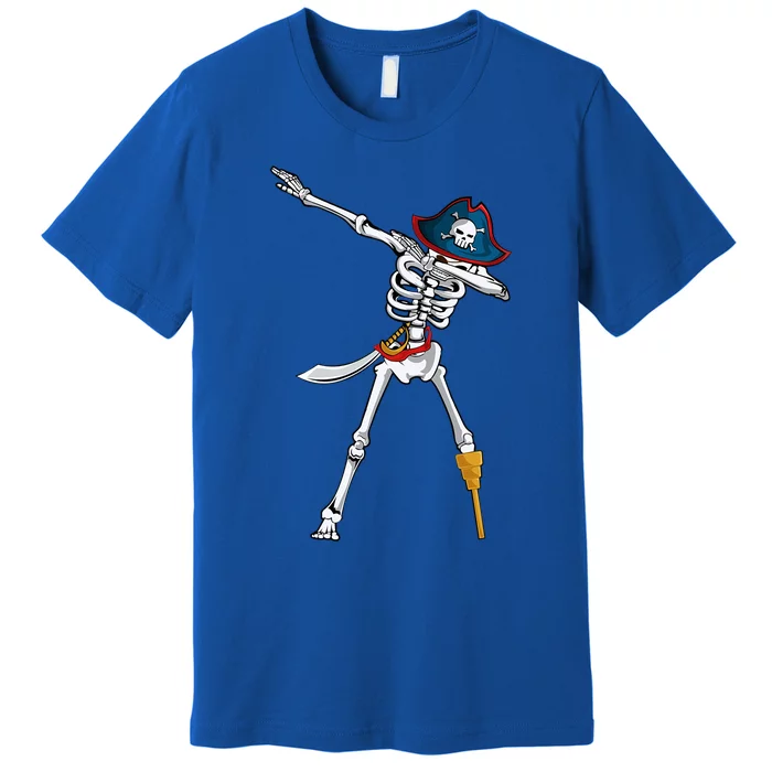 Dabbing Pirate Skeleton Funny Halloween Dab Meaningful Gift Premium T-Shirt