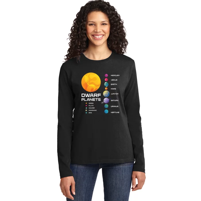 Dwarf Planets Space Astronaut Galaxy Mars Earth Venus Mercury Jupiter Ladies Long Sleeve Shirt