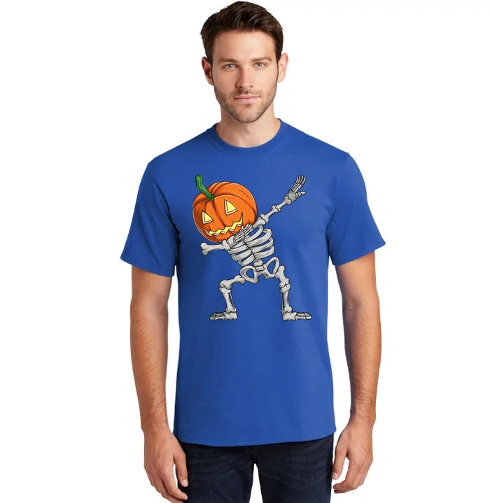 Dabbing Pumpkin Skeleton Halloween Meaningful Gift Dab Dance Skull Gift Tall T-Shirt