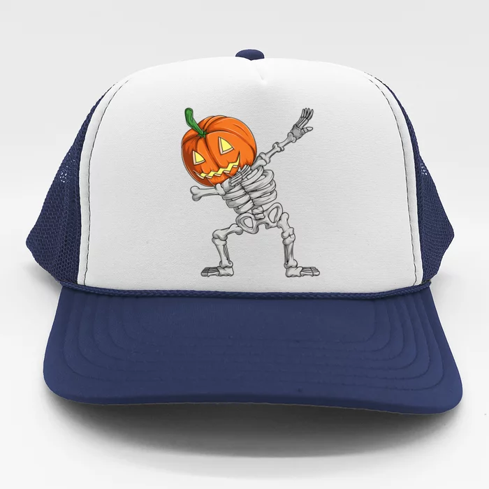 Dabbing Pumpkin Skeleton Halloween Meaningful Gift Dab Dance Skull Gift Trucker Hat