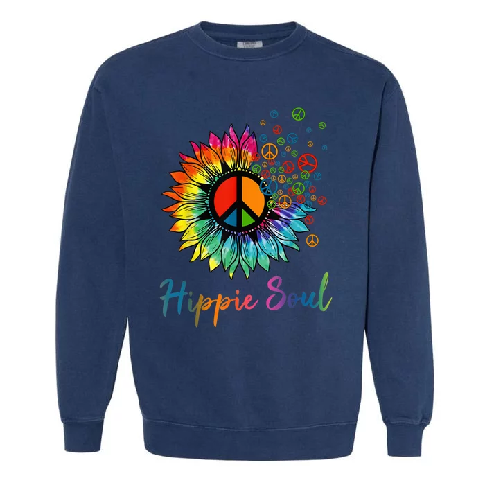 Daisy Peace Sign Hippie Soul Retro Hippie Flower Lovers Garment-Dyed Sweatshirt