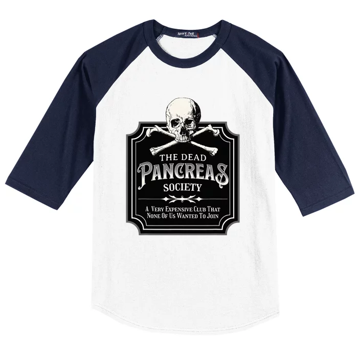 Dead Pancreas Society Type One Diabetes T1D Awareness Skull Baseball Sleeve Shirt