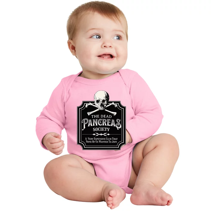 Dead Pancreas Society Type One Diabetes T1D Awareness Skull Baby Long Sleeve Bodysuit