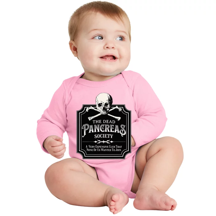 Dead Pancreas Society Type One Diabetes T1d Awareness Skull Baby Long Sleeve Bodysuit