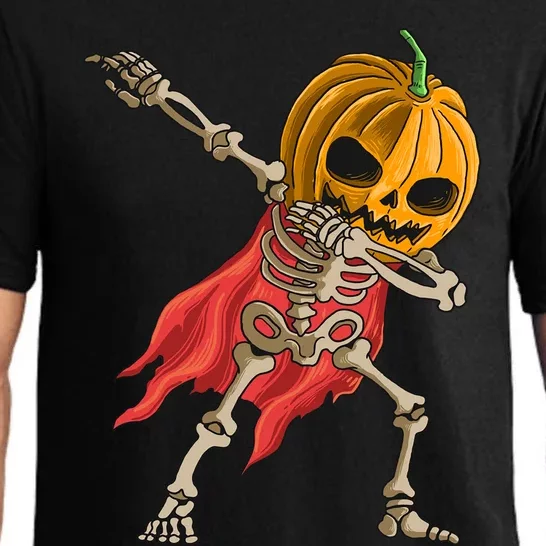 Dabbing Pumpkin Skeleton Costume Dab Halloween Costume Day Gift Pajama Set