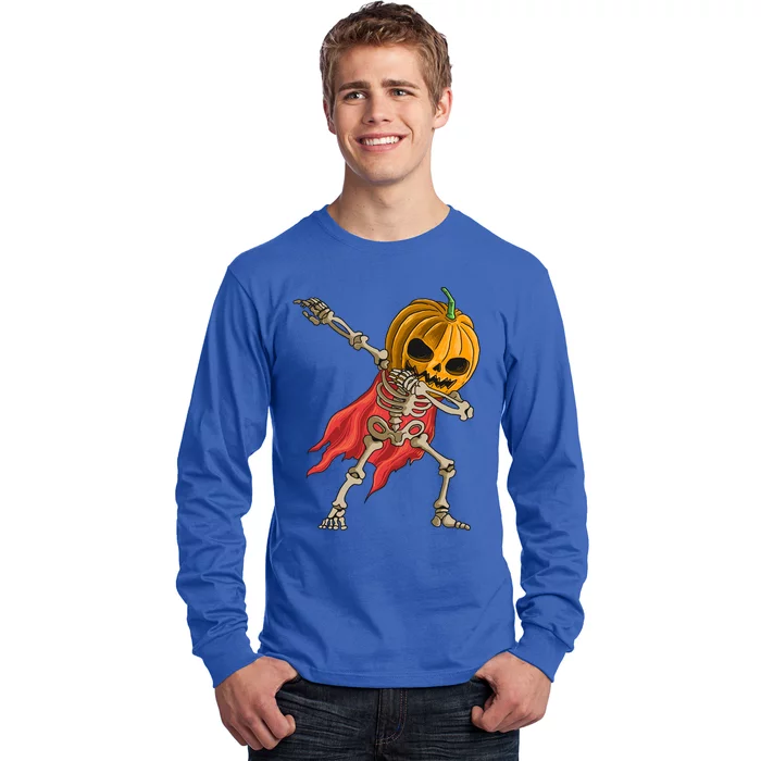 Dabbing Pumpkin Skeleton Costume Dab Halloween Costume Day Gift Long Sleeve Shirt