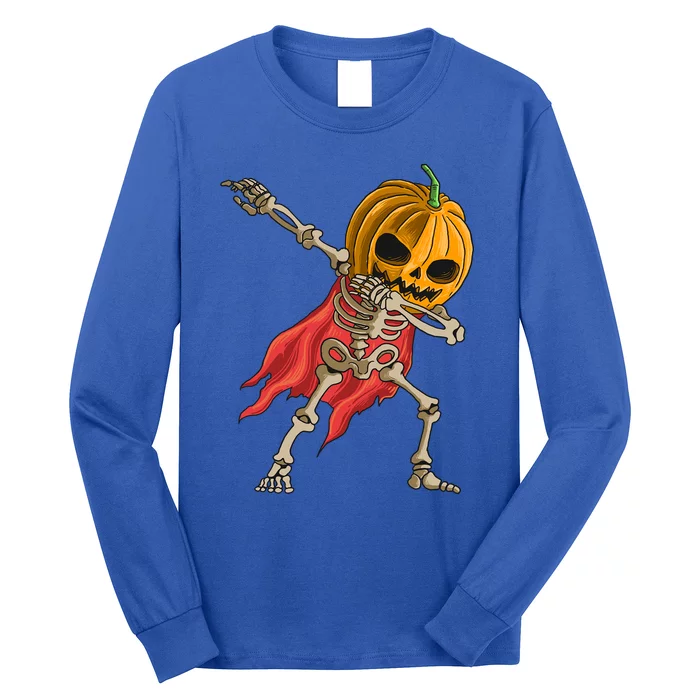 Dabbing Pumpkin Skeleton Costume Dab Halloween Costume Day Gift Long Sleeve Shirt