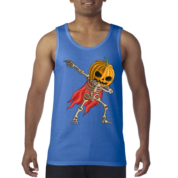 Dabbing Pumpkin Skeleton Costume Dab Halloween Costume Day Gift Tank Top