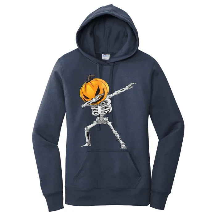 Dabbing Pumpkin Skeleton Gift Women's Pullover Hoodie