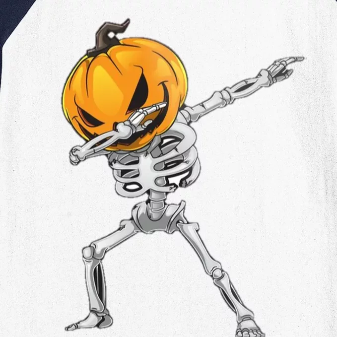 Dabbing Pumpkin Skeleton Gift Baseball Sleeve Shirt