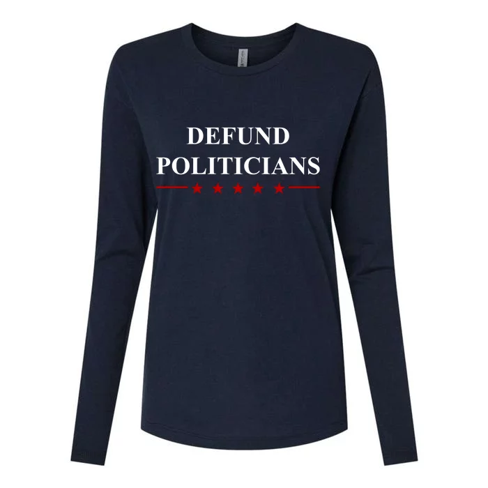 Defund Politicians Simple Logo Womens Cotton Relaxed Long Sleeve T-Shirt