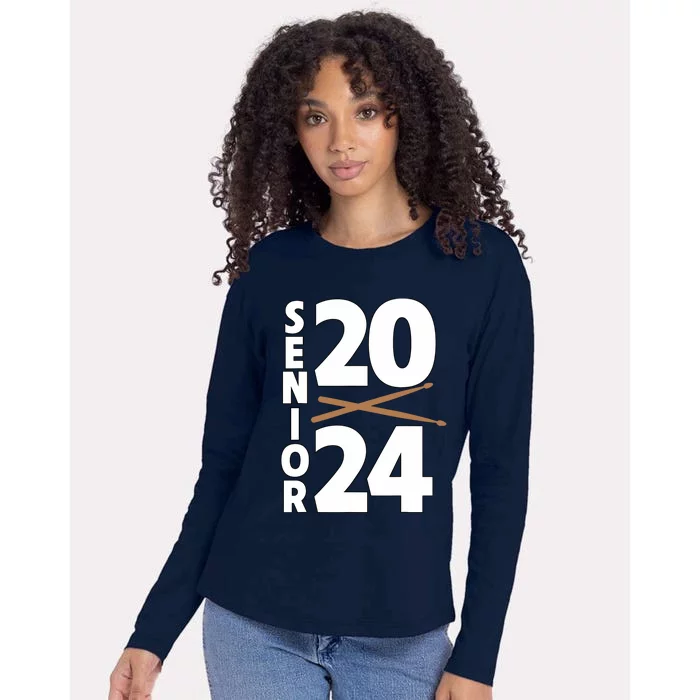 Drum Player Senior Class Of 2024 Marching Band Student Womens Cotton Relaxed Long Sleeve T-Shirt