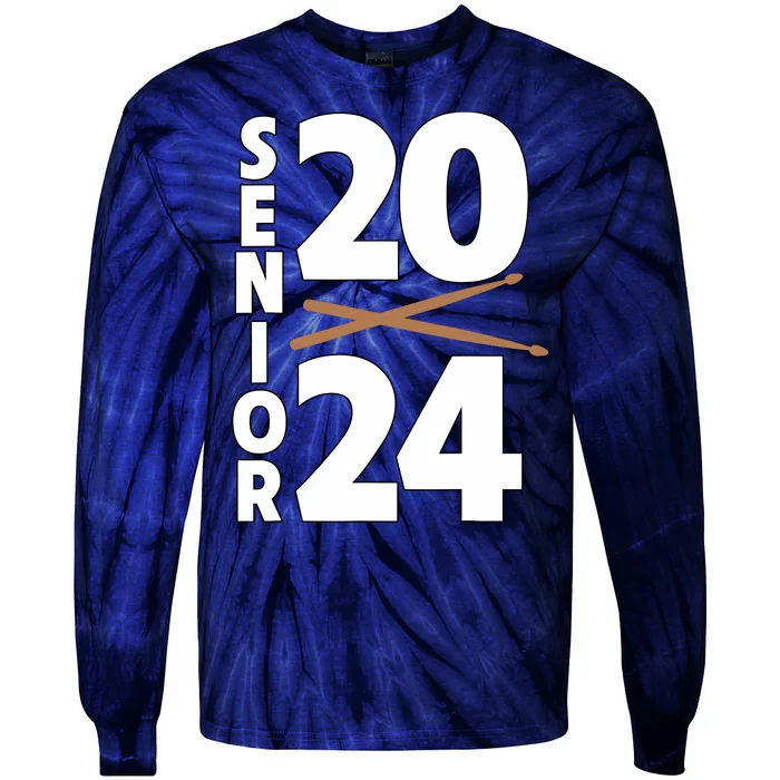 Drum Player Senior Class Of 2024 Marching Band Student Tie-Dye Long Sleeve Shirt