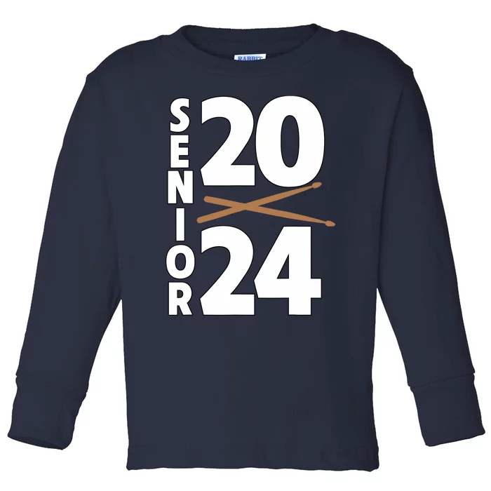 Drum Player Senior Class Of 2024 Marching Band Student Toddler Long Sleeve Shirt