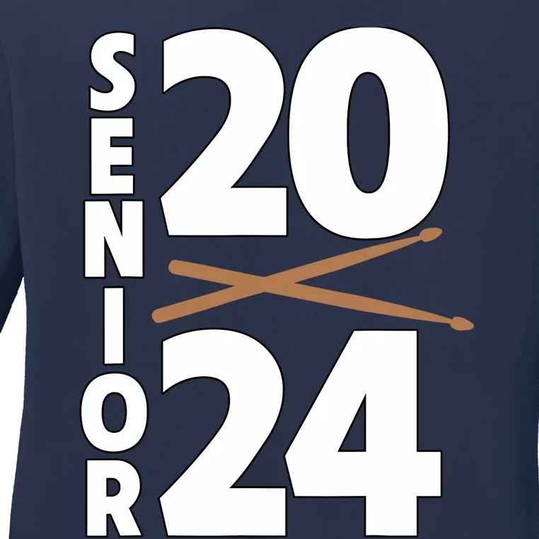 Drum Player Senior Class Of 2024 Marching Band Student Ladies Long Sleeve Shirt