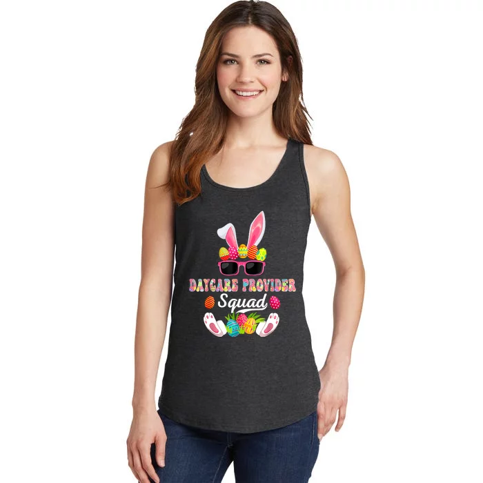 Daycare Provider Squad Costume Bunny Sunglasses Easter Eggs Ladies Essential Tank