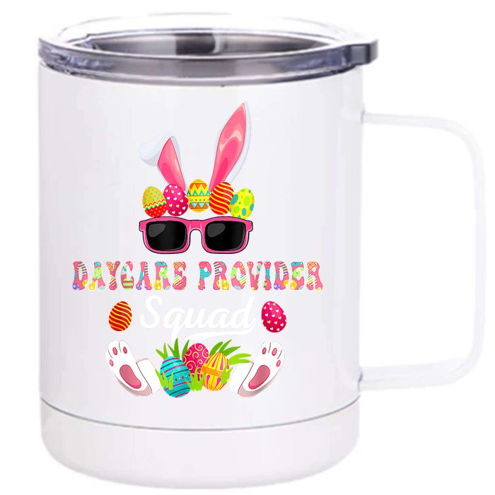 Daycare Provider Squad Costume Bunny Sunglasses Easter Eggs Front & Back 12oz Stainless Steel Tumbler Cup