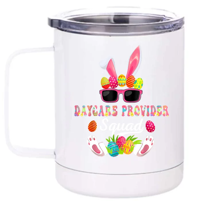 Daycare Provider Squad Costume Bunny Sunglasses Easter Eggs Front & Back 12oz Stainless Steel Tumbler Cup