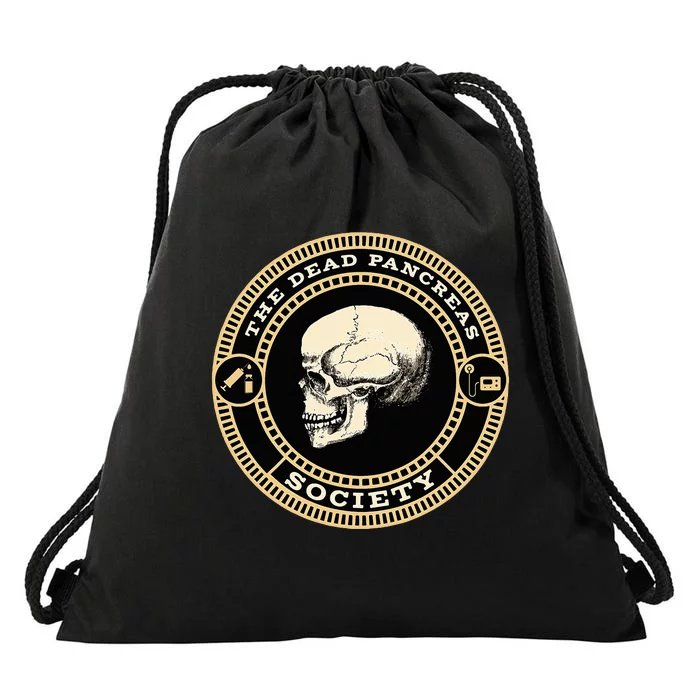 Dead Pancreas Society Type One Diabetes T1D Awareness Skull Drawstring Bag