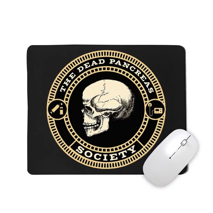 Dead Pancreas Society Type One Diabetes T1D Awareness Skull Mousepad