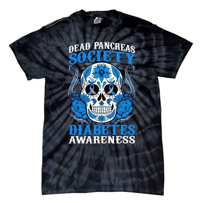 Dead Pancreas Society Type 1 Diabetes Awareness Sugar Skull Tie-Dye T-Shirt