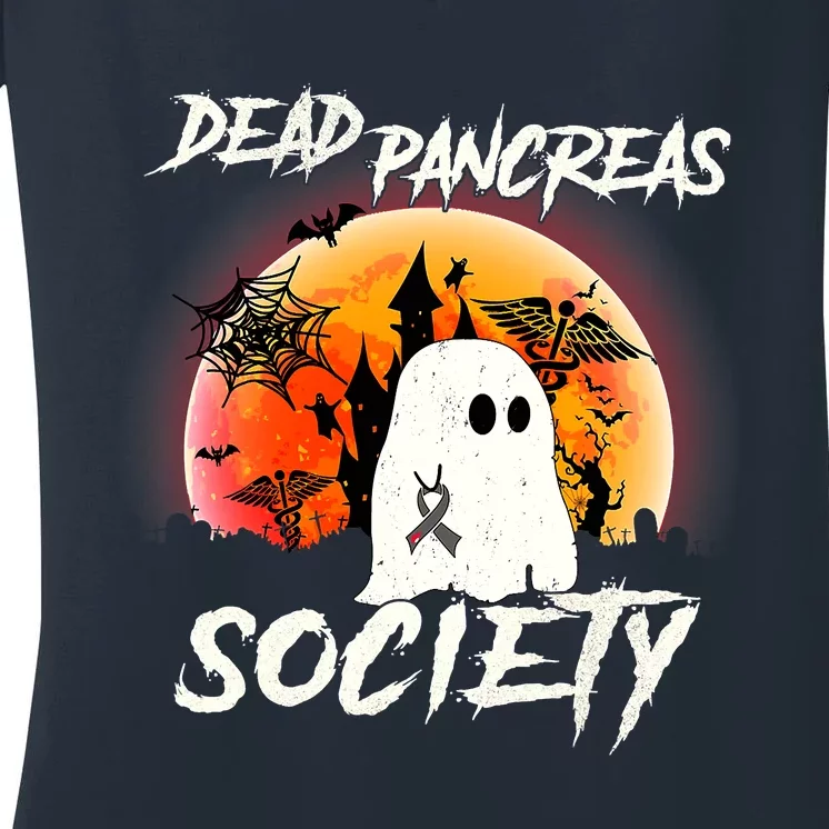 Dead Pancreas Society Diabetes Awareness Funny Diabetic Women's V-Neck T-Shirt