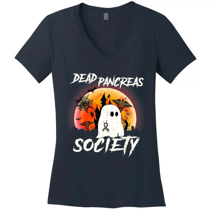 Dead Pancreas Society Diabetes Awareness Funny Diabetic Women's V-Neck T-Shirt